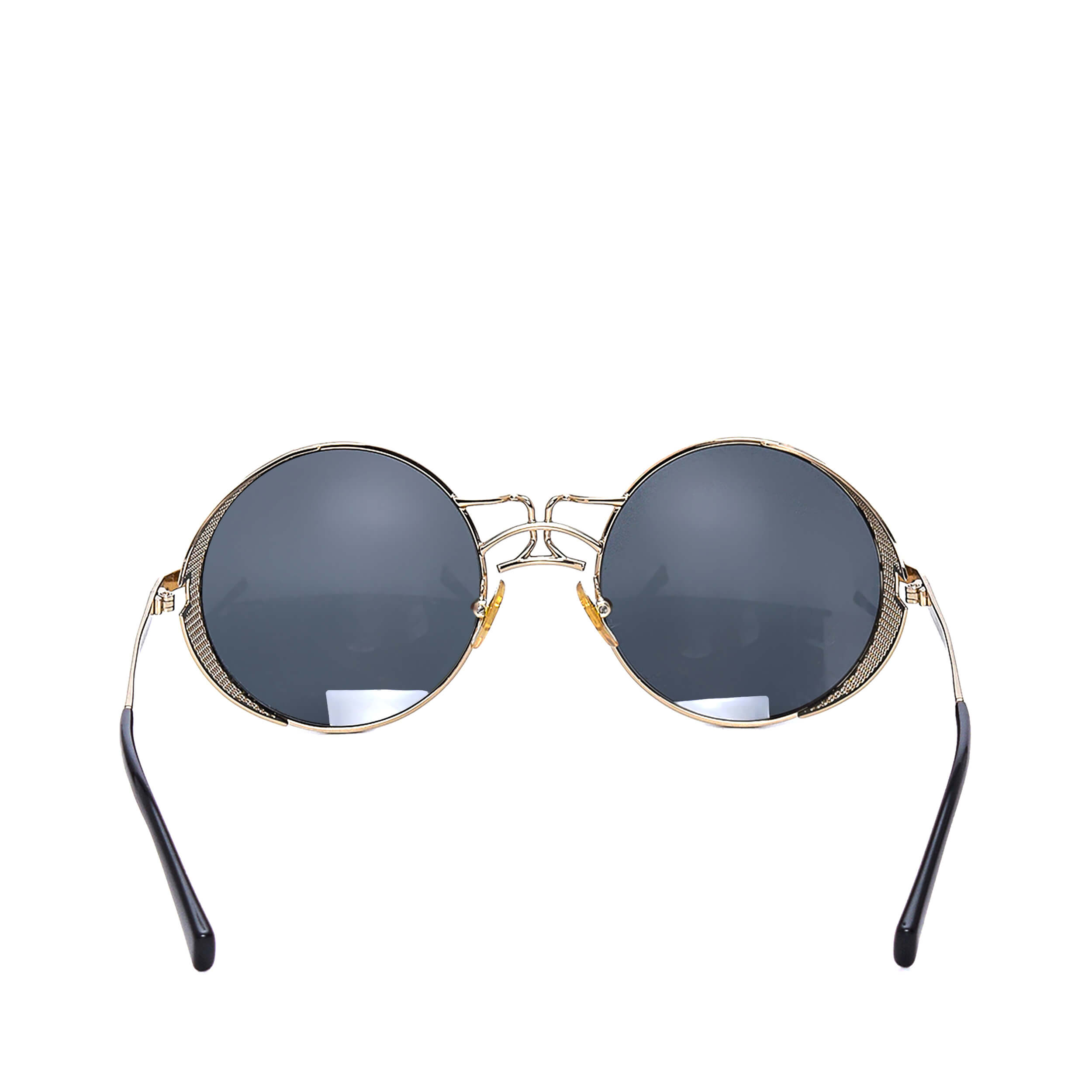 Versace - Black&Gold Acetate Round Medusa Sunglasses